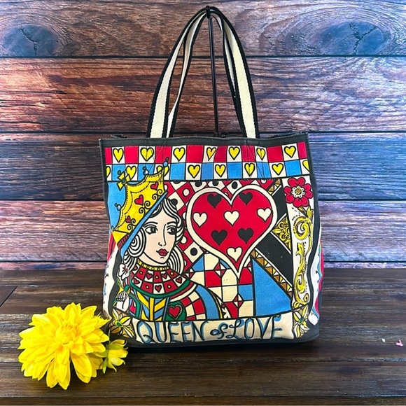 NWOT! Brighton Queen of Love Large Canvas Shopper Tote - Picture 10 of 11